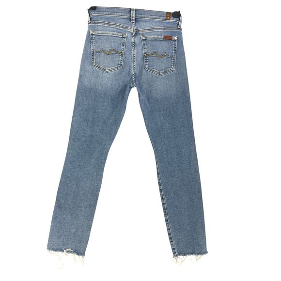 7 For All Mankind Jeans Womens 27 Ankle Distressed Frayed Hem Pants Ripped - Picture 14 of 14